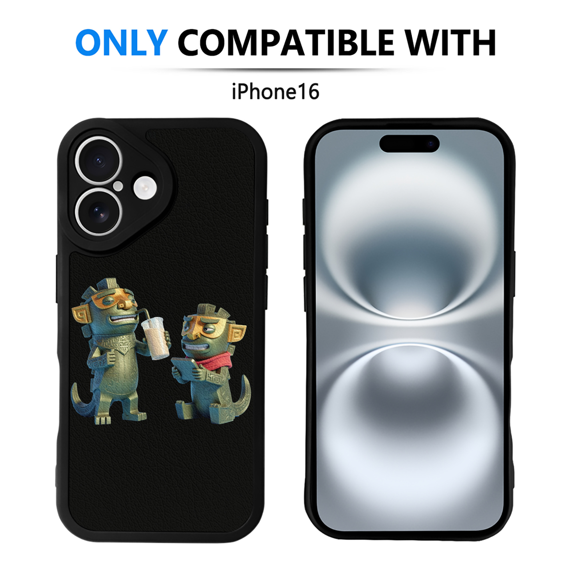 （画像用） Ne Zha 2 ナタ 魔童の大暴れ 【iPhone 16シリーズ対応】シリコンスマホケース（レザー調） 材質：シリコン